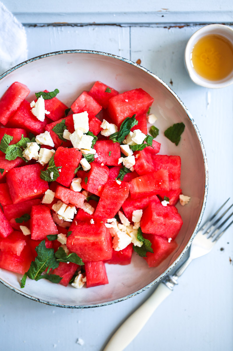 Wassermelonen-Feta-Minz-Salat