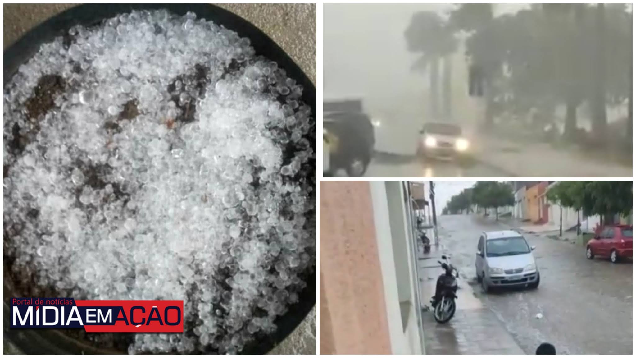 Chuva de granizo surpreende moradores de Custódia; veja vídeos