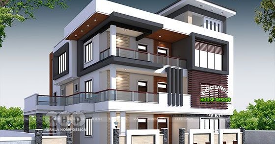 Luxury North India house plan in modern style - Kerala home design and