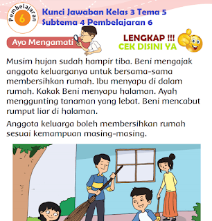 Kunci Jawaban Tematik Kelas 3 Tema 5 Subtema 4 Pembelajaran 6 www.simplenews.me