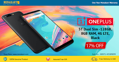 OnePlus 5T Dual Sim - 128GB, 8GB RAM, 4G LTE,Black