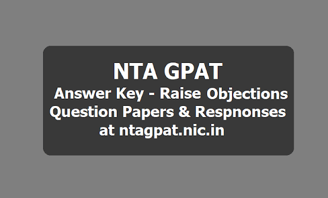 NTA GPAT Answer Key, Raise Objections 2019 & Question Papers, Respnonses at ntagpat.nic.in NTA GPAT Answer Key