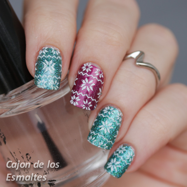 Uñas navideñas - rojo verde blanco