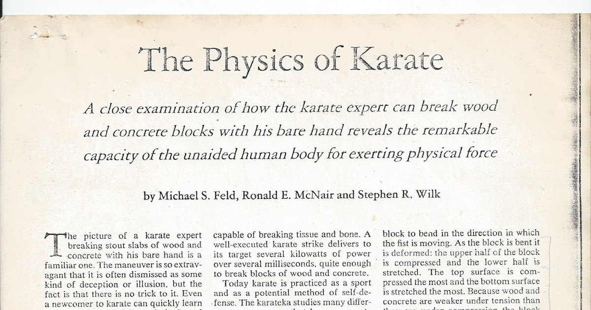 Isshin Concentration the Art The Physics of Karate