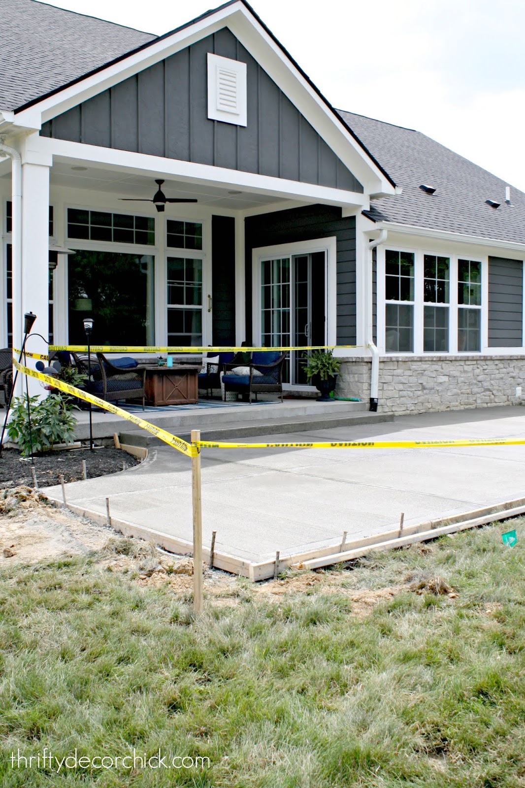 Covered back porch with patio