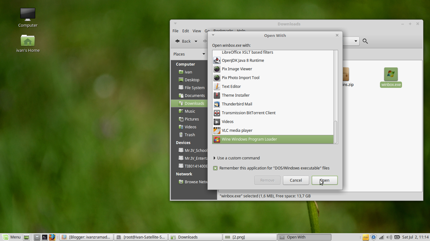 установка wine linux mint