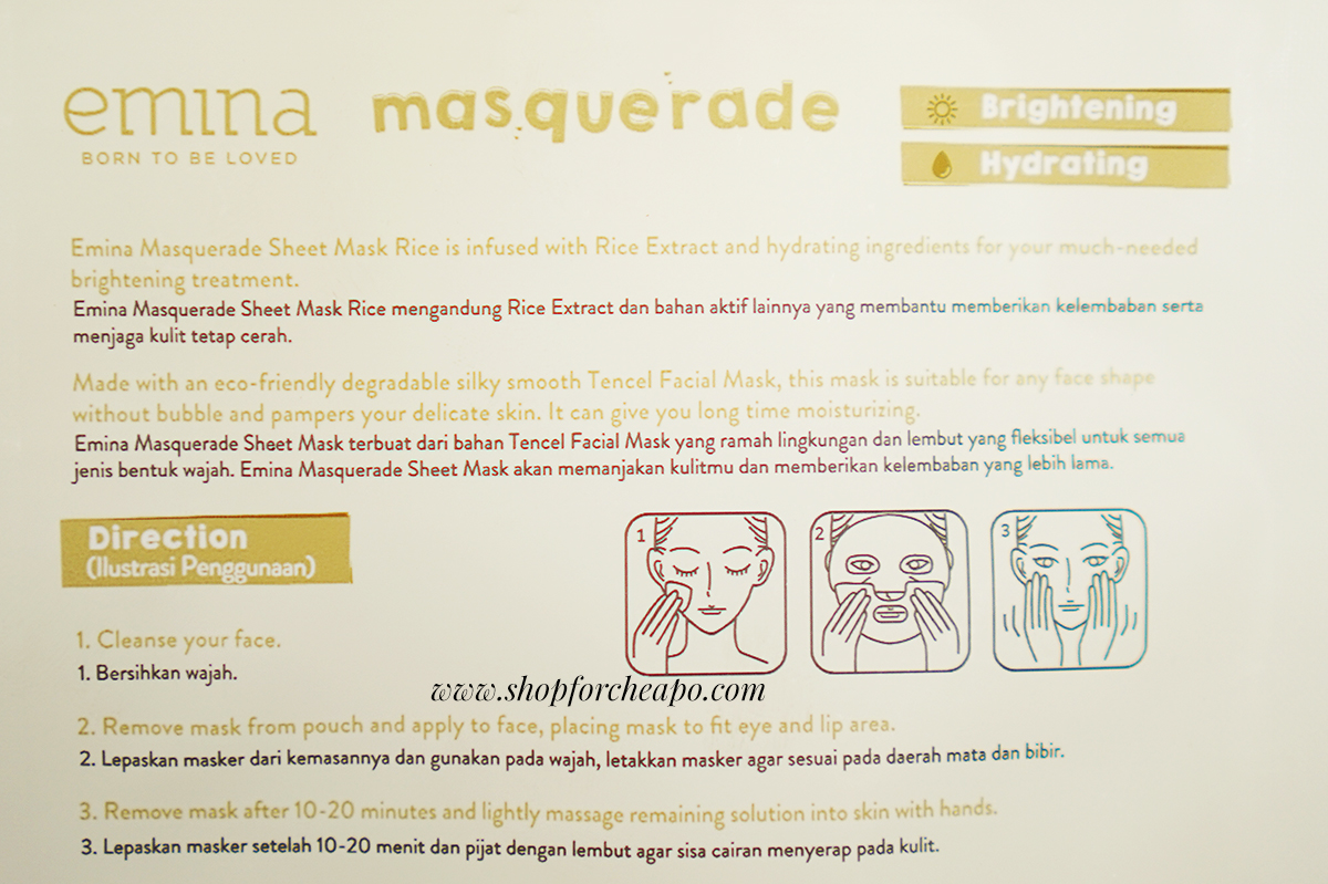 Review Emina Masquerade Sheet Mask (Rice & Sunflower)