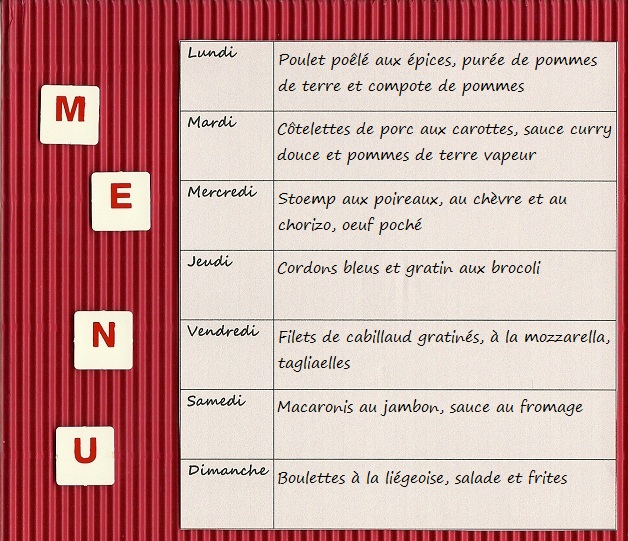 Réal-Isa-tions: Menu de la semaine du 14 décembre
