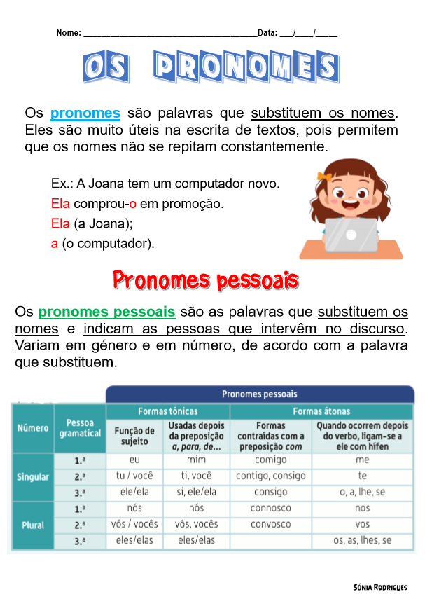 Pronomes Pessoais Portugues