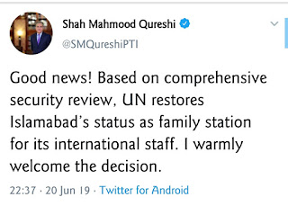 The Success of Pakistan in War Against Terrorism UN Restores Pakistan's Status As “Family Station” 