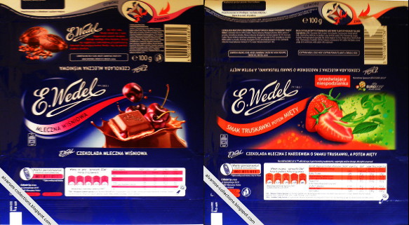 Chocolate wrappers collection - Wedel - cherry + strawberry & mint