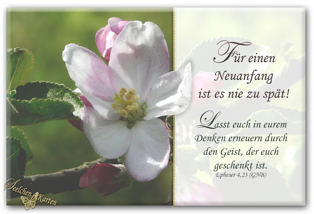 Seelchen Karten und Collagen : Karte Neuanfang mit Bibelvers Seelchen Karten und Collagen : Karte Neuanfang mit Bibelvers