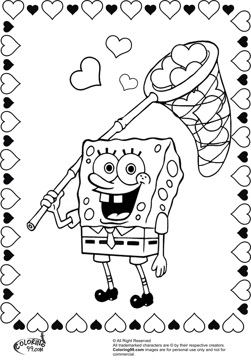 Spongebob Coloring Pages for Valentine39s Day Team colors