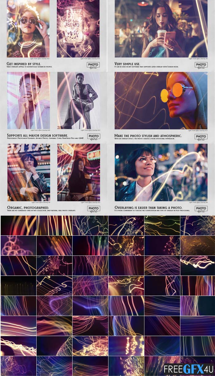 CreativeMarket - Light Trails Overlays Effect Light Trails Overlays Effect
