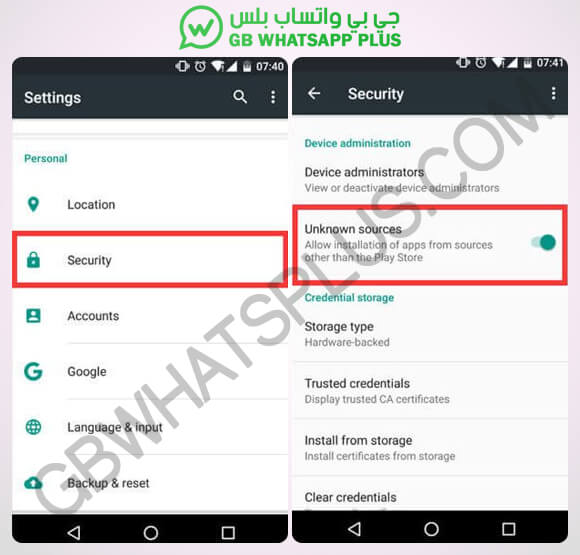ضغط على خاصية مصادر غير معروفة واتساب شفاف WhatsApp Transparent (GBplus) APK تنزيل v10.20 أحدث نسخة لنظام أندرويد 2020