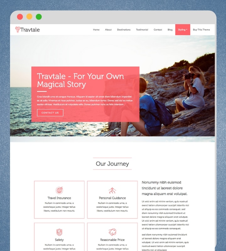 Travtale (One-page Travel WordPress Theme)