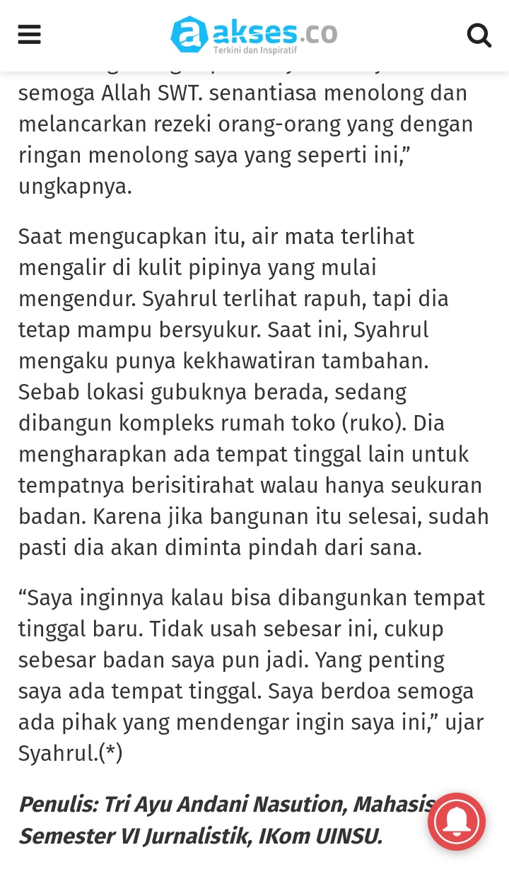 Contoh Tulisan Feature Pengalaman Manusiawi (Human