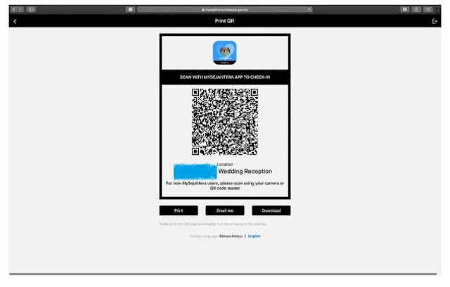 Cara Membuat Kod QR CHECK-IN MYSEJAHTERA COVID-19 Untuk Majlis Perkahwinan Anda di Malaysia