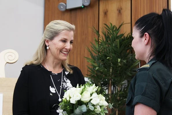 Countess Sophie of Wessex wore ERDEM Analena Dress and Countess wore PRADA nude pointed pump. Countess received Mother Day's gift