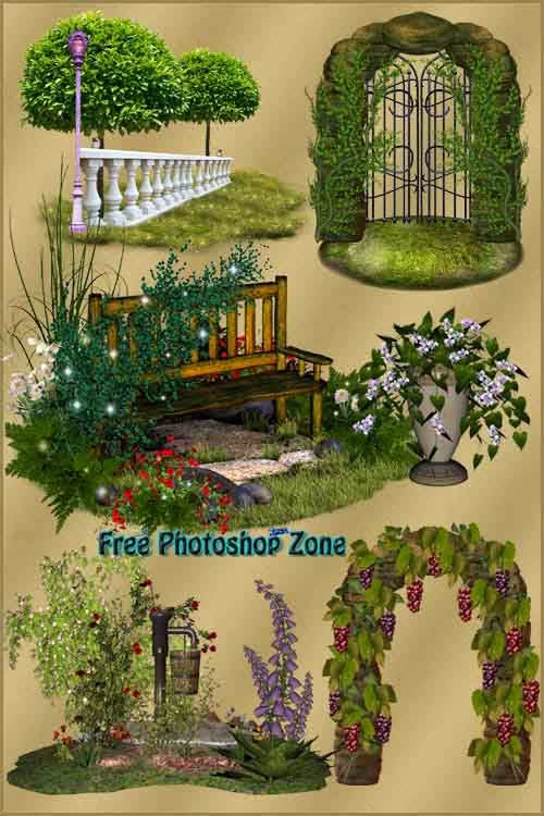Clipart PNG - Arches trees and Flowers | Free Photoshop Zone