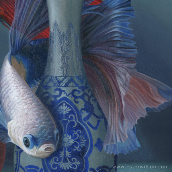 Close up view of the curious fish from my latest painting.