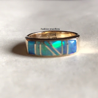 Opal Yellow Gold Jewellery American Wedding Ring.