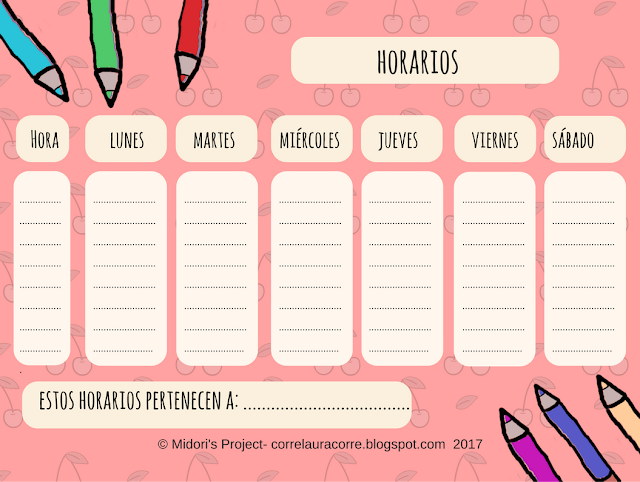 Back to school - Horarios de clase imprimibles - descarga ...
