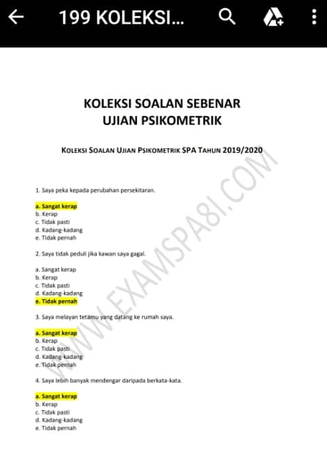 Contoh Soalan Psikometrik Spa Pdf - AnsleyqoBarron