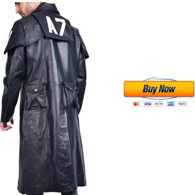 Destructive A7 Black Leather Duster Trench Coat