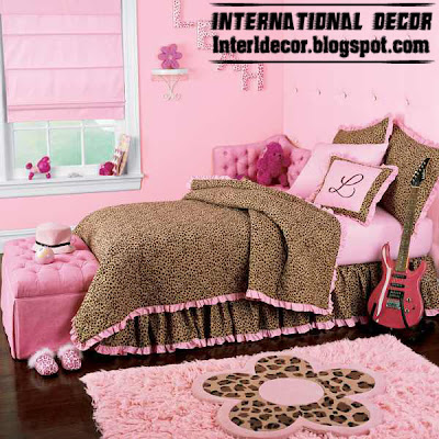 modern girls bedroom ideas, stylish girls bedding brown pink