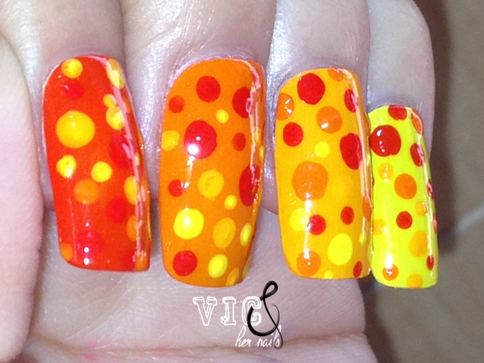 Vic and Her Nails: Red-to-Yellow Dotticure