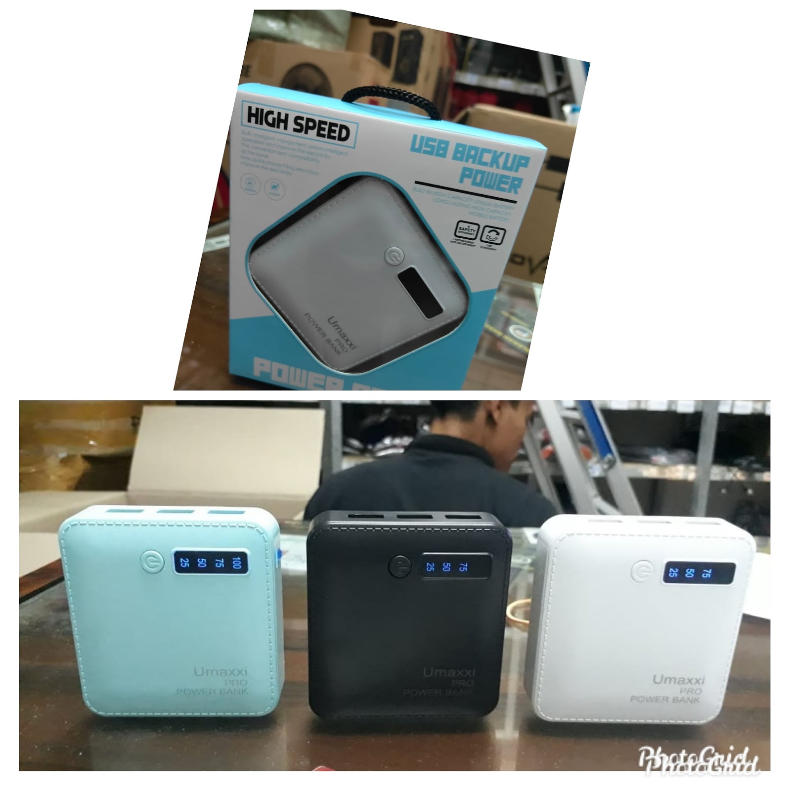 Ready☝️ PB UMAX 4000 MAH + 3 USB + INDIKATOR PERSEN Garansi Harga murah
