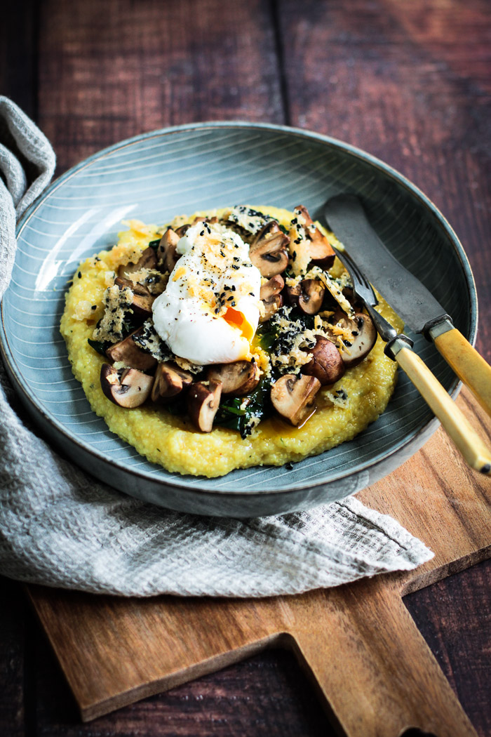 Die Glücklichmacherei: Dinner della casa 〖Polenta mit Spinat, Pilzen ...