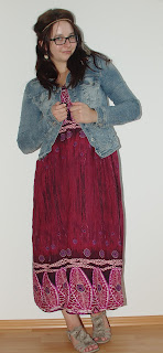 [Fashion] Boho Maxi dress with ethno print & jeans jacket