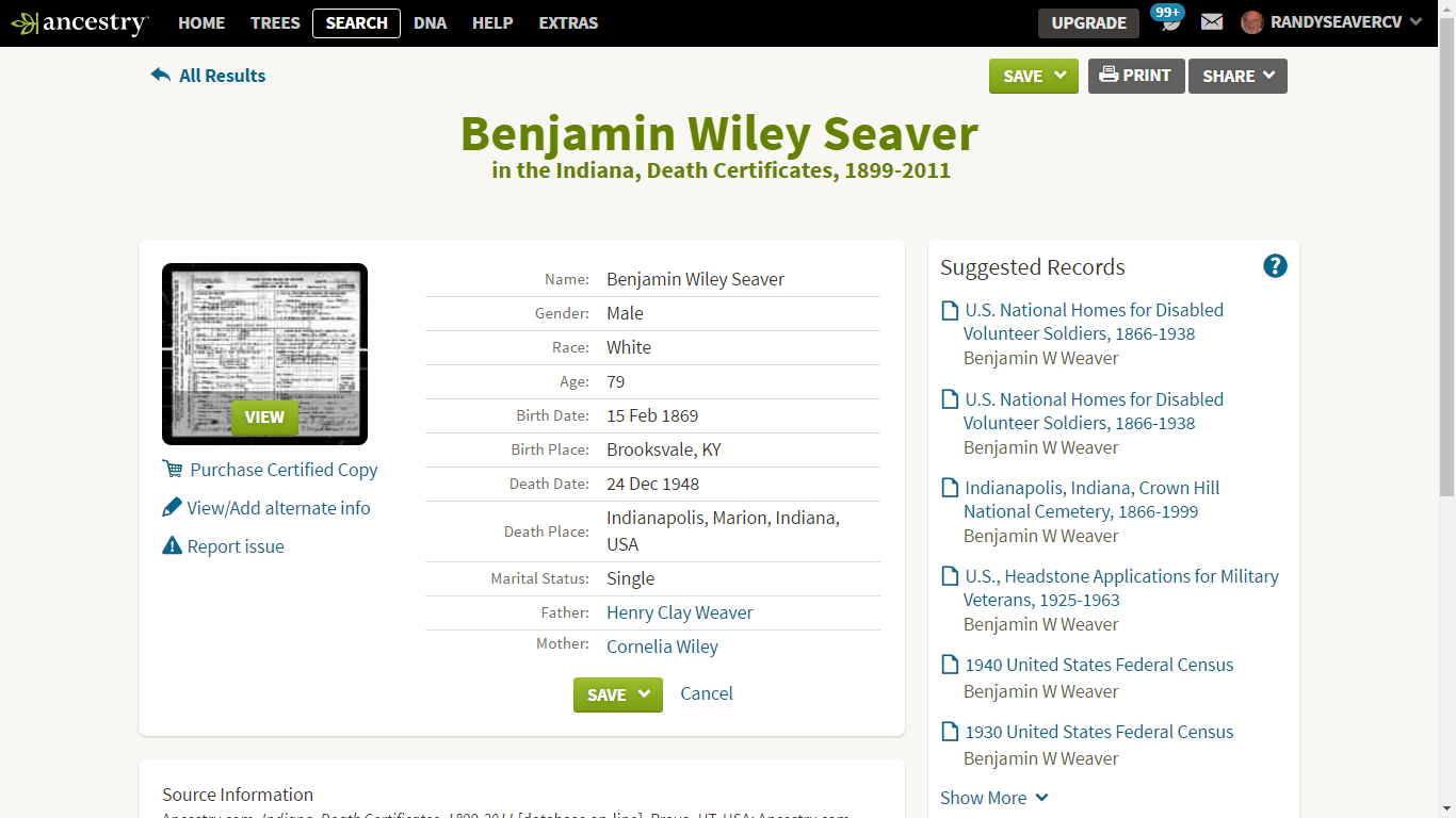 Genea-Musings: Mining the Indiana Death Certificates, 1899-2011 Database