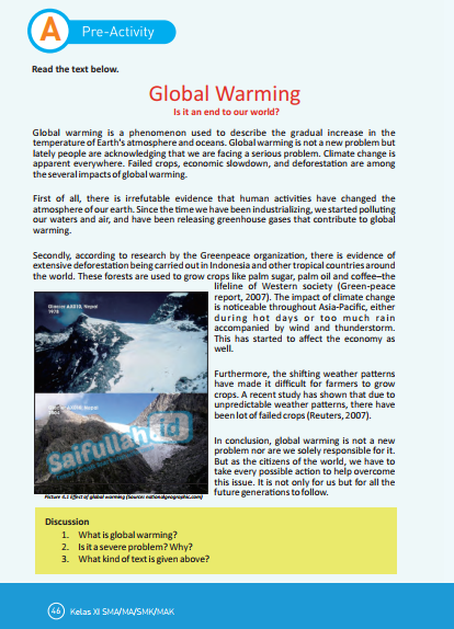 Terjemahan Text Global Warming Chapter 4 Halaman 46 Kelas 11