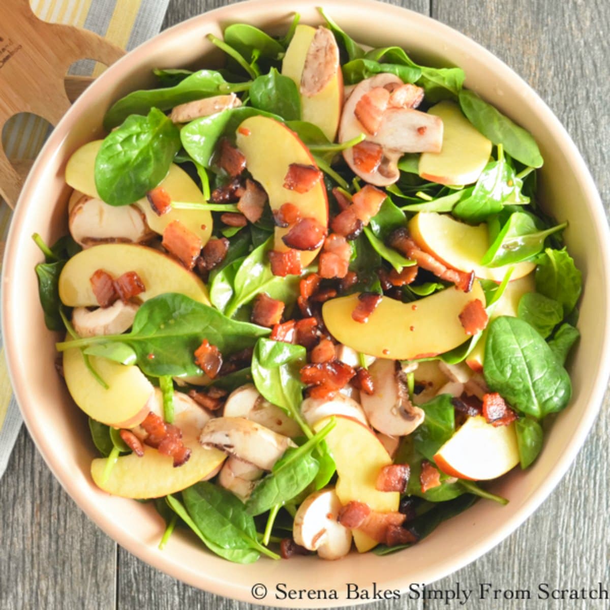 Spinach Apple Bacon Salad With Honey Mustard Dressing Serena Bakes