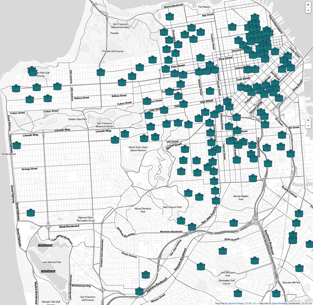 Map of San Francisco’s cisterns 