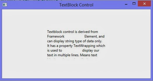 TextBlock Control Introduction: WPF