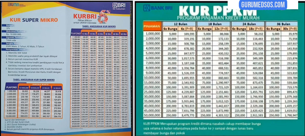 TABEL PINJAMAN KUR BRI 2022 TABEL PINJAMAN KUR BRI 2022