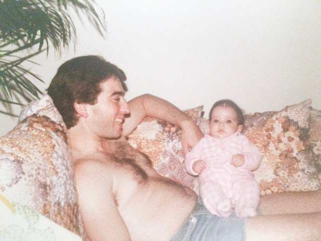 dad and baby 80s