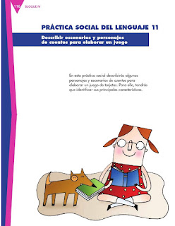 Apoyo Primaria Español 3er grado Bloque 4 lección 2 Práctica del lenguaje 11, Describir escenarios y personajes de cuentos para elaborar un juego