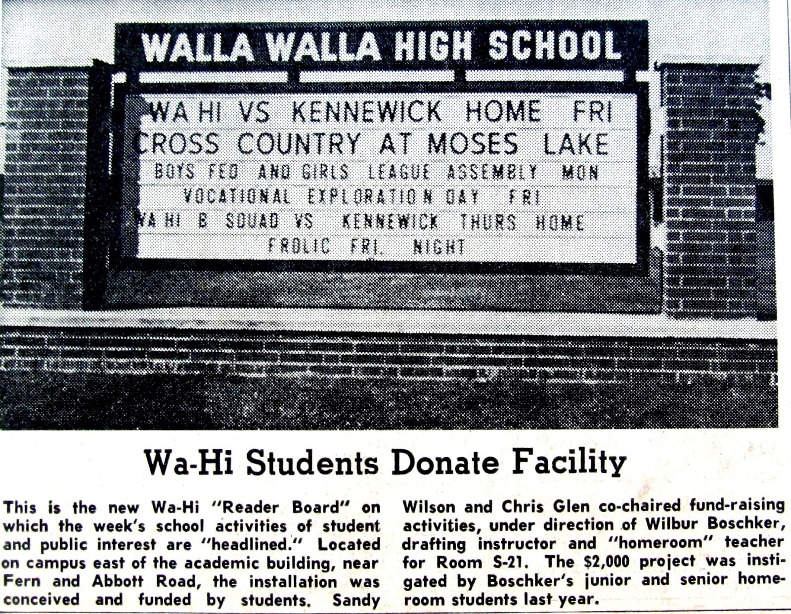 History of Walla Walla Public Schools Walla Walla Schools in WWUB, 1969