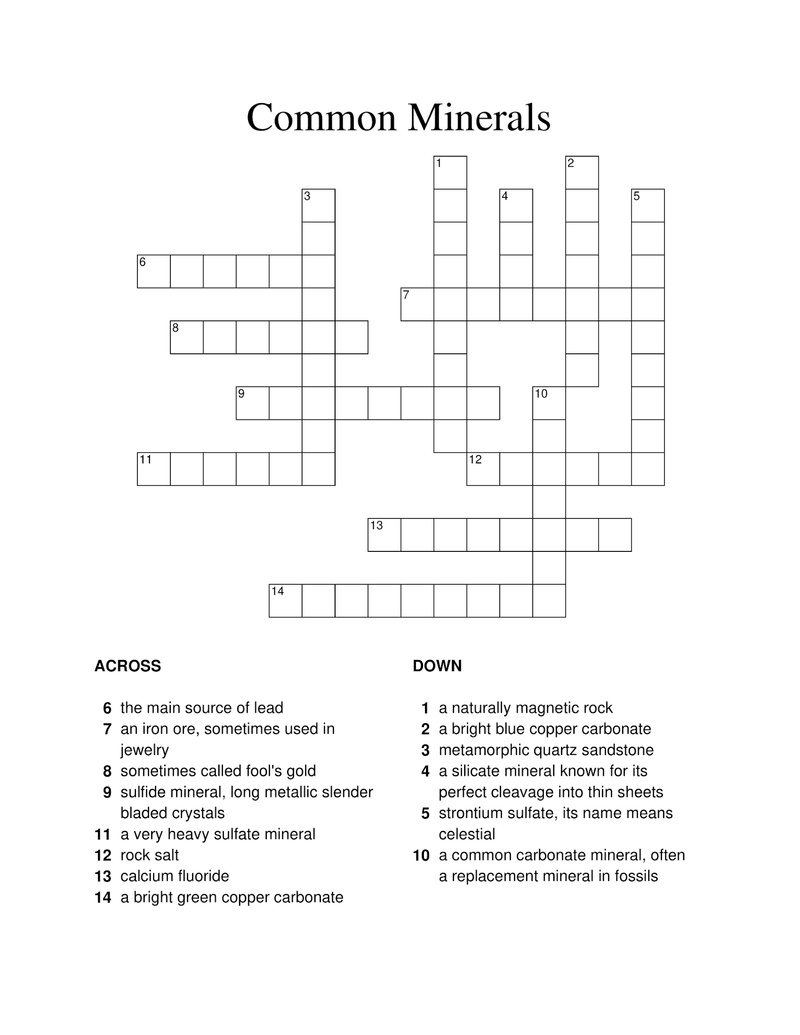 Blog de Linguagens: The Common Minerals Crossword Puzzle