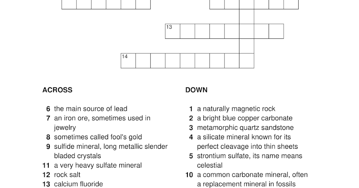 Blog de Linguagens The Common Minerals Crossword Puzzle