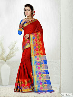 Latest Doria Cotton Silk Solid With Border Regular Sarees