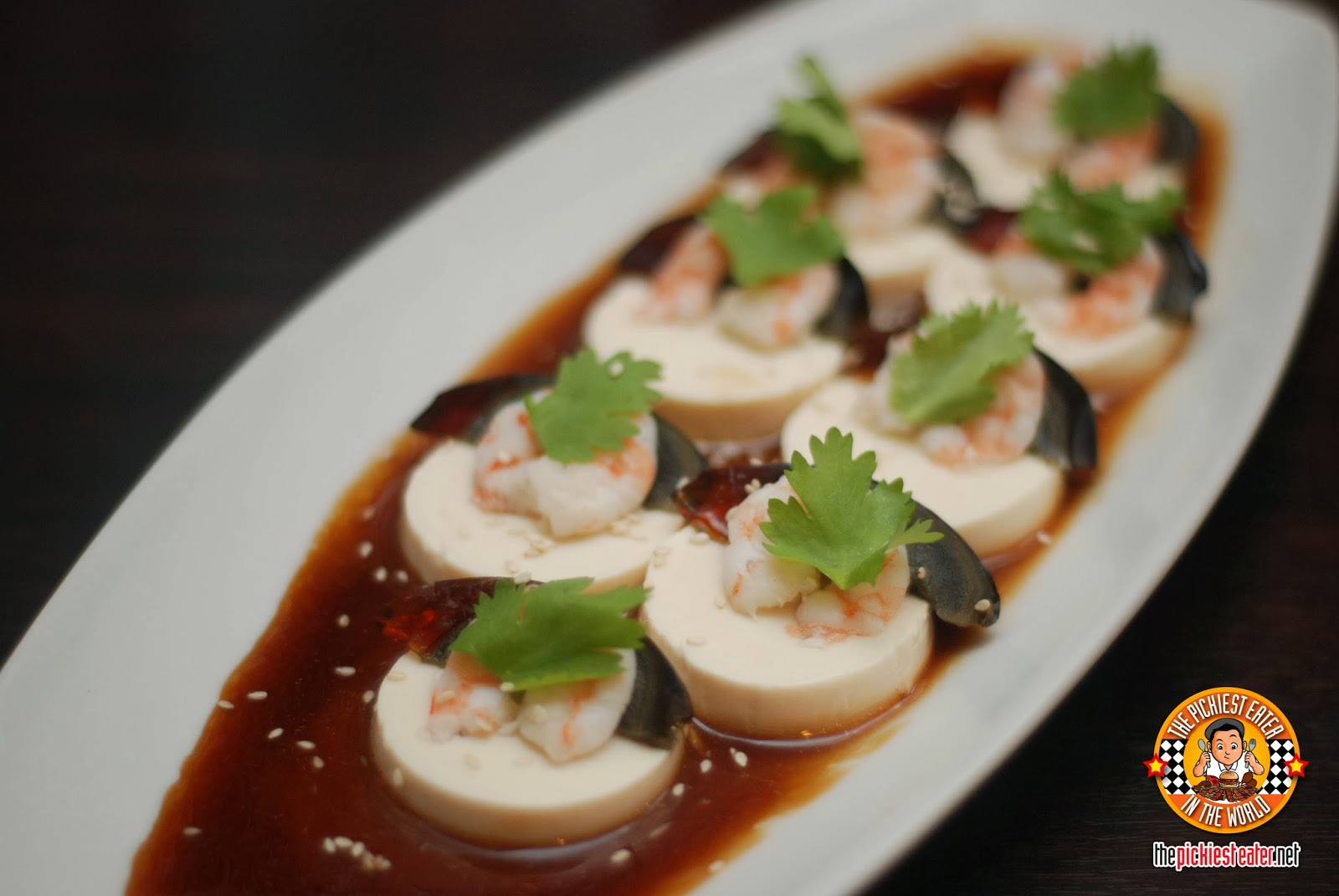 Shrimp with Century Egg and Chilled Tofu Salad