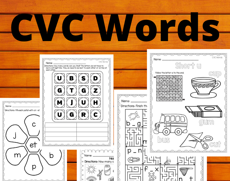 CVC Words Worksheets for Kindergarten/ grade 1, PDF printable version