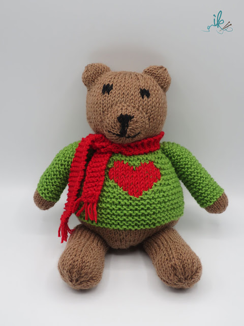 Strickanleitung Teddy mit Herz von Ines Kollwitz