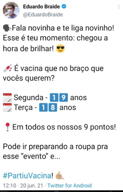 Prefeito Eduardo Braide anuncia calendário de vacinação